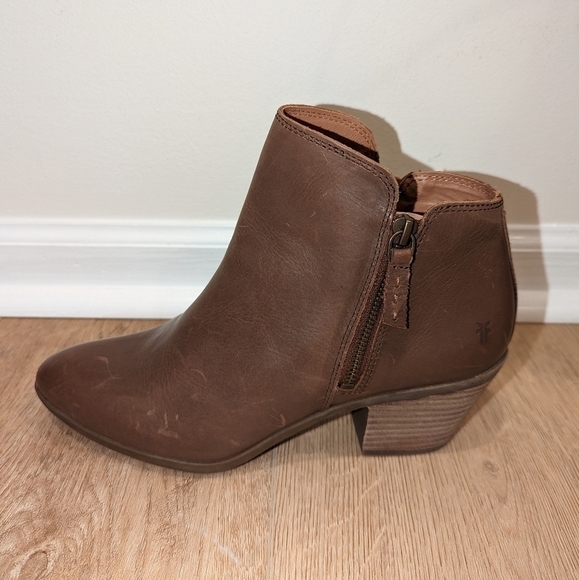 Frye Judith Leather Heeled Bootie in Whiskey Brown - Picture 2 of 6